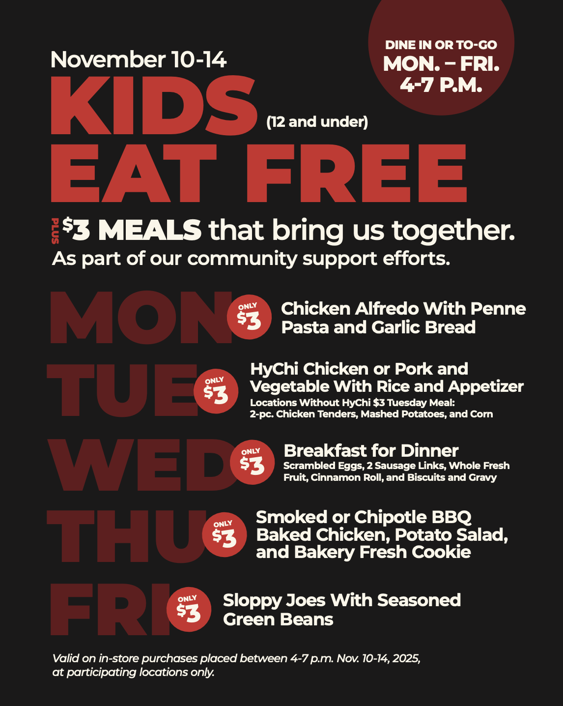 3 Dollar Meals and Kids Eat Free
