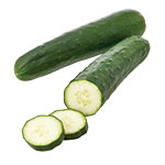 two cucumbers with one sliced up
