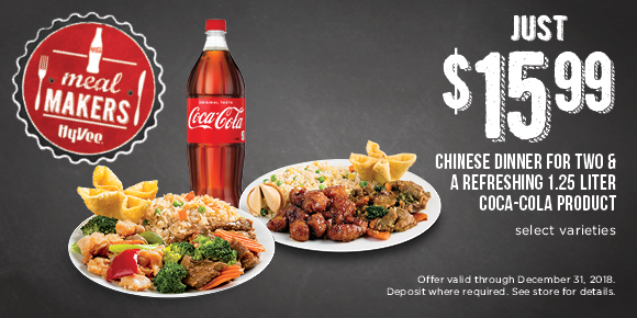 $15.99 CHINESE DINNER FOR TWO & A REFRESHING 1.25 LITER COCA-COLA PRODUCT
