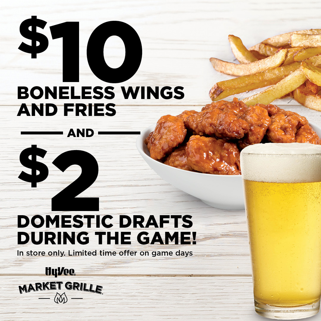 $10 wings and fries and $2 domestic drafts